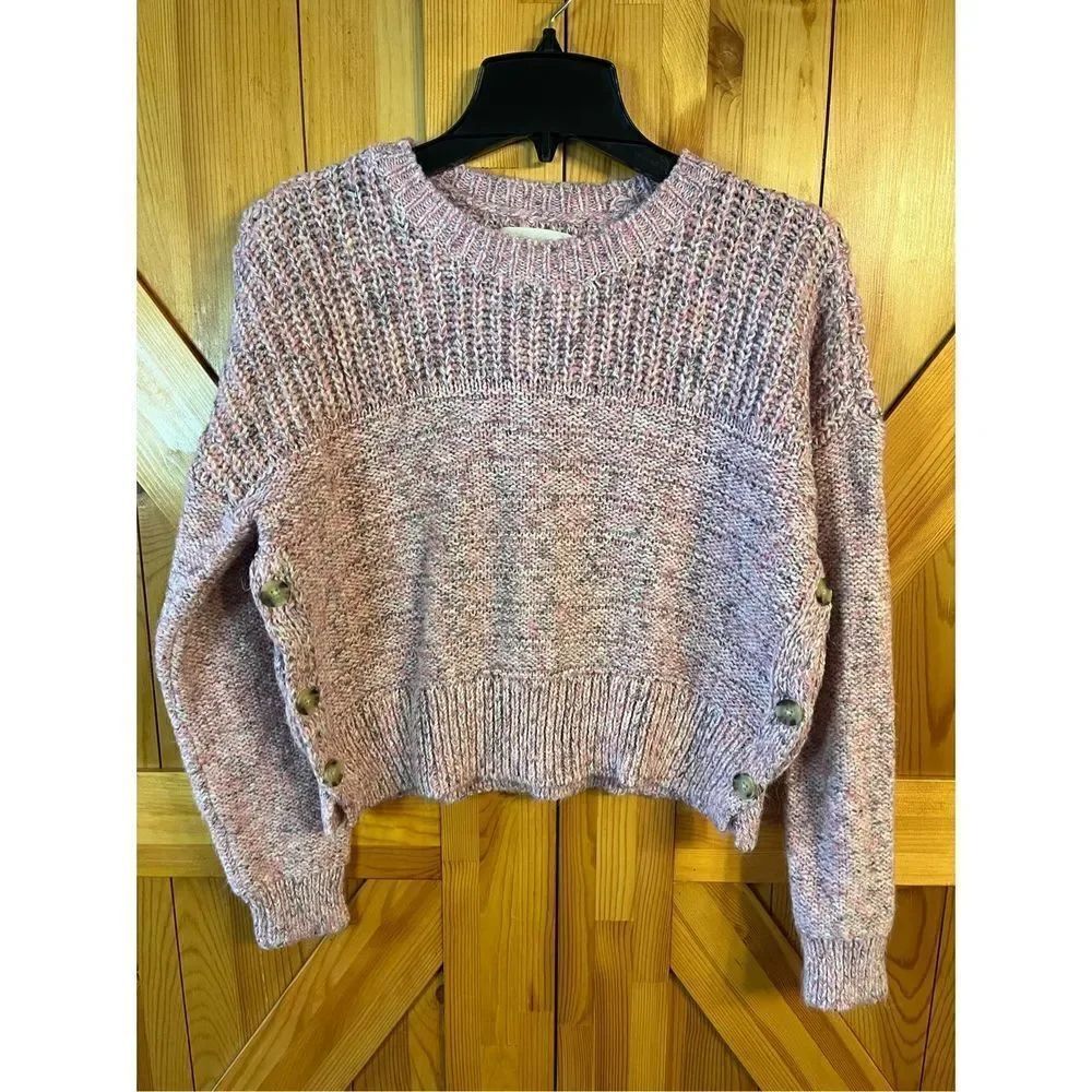 Lucky Brand Side Button Sweater Pink Knit Size XS (2465)